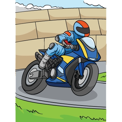 Explications du coloriage coloriage moto : motard pendant une course