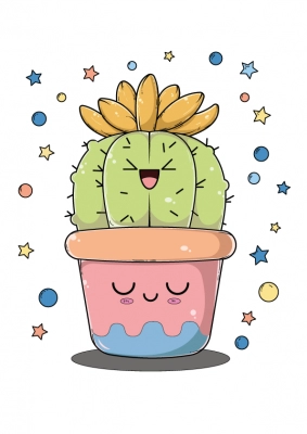 Coloring explanations coloring cactus kawaii in a pot