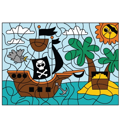 Explications du coloriage coloriage magique : bateau pirate et trésor