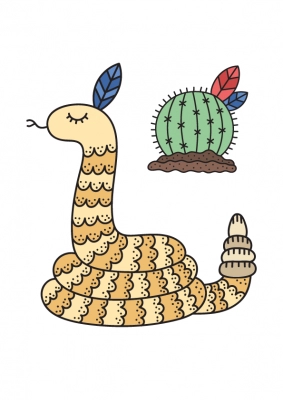 Coloring explanations coloring rattlesnake with cactus