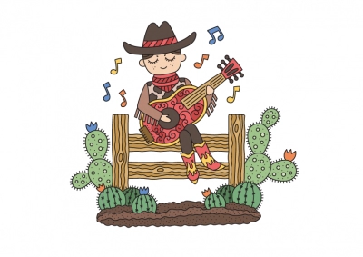 Coloring explanations coloring cowboy who plays the guitar