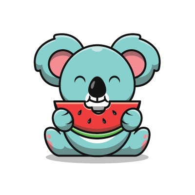 Coloring explanations cute koala coloring page in kawaii style that eats a watermelon