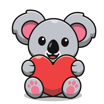 Explications du coloriage coloriage koala kawaii qui tient un grand coeur 