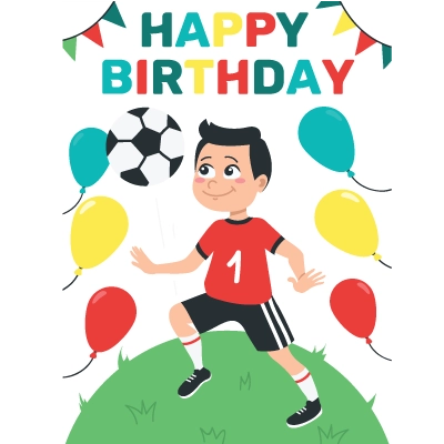 Coloring explanations Football Soccer ball Birthday Happy Birthday (English) Message Customizable age Team sports