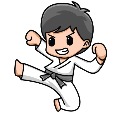 Coloring explanations coloring page: boy in kimono - judo and karate