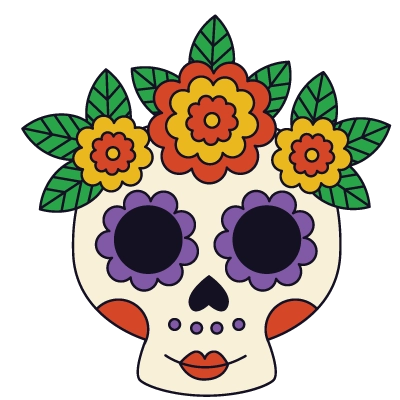 Explications du coloriage coloriage trace et colorie : une catrina, crâne avec des fleurs