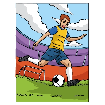 Coloring explanations football player in a stadium coloring page