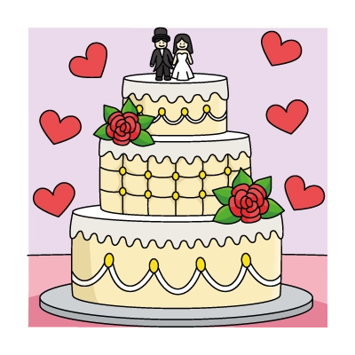 Explications du coloriage coloriage gâteau de mariage à personnaliser – message et prénom à imprimer