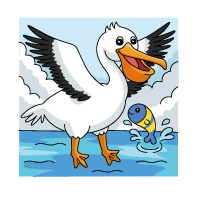 Explicações de desenho desenho para colorir gratuito de pelicano e peixe – para imprimir com nome