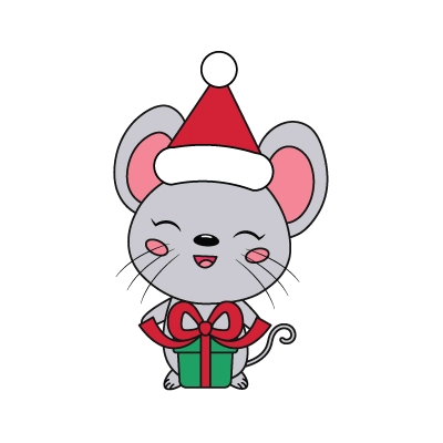 Explications du coloriage coloriage de souris de noël avec cadeau – prénom à personnaliser