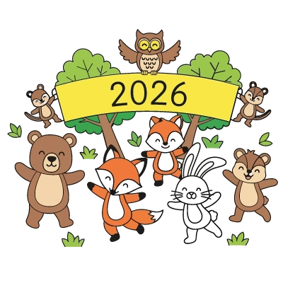 Spiegazioni sulla colorazione colorazione capodanno 2026 – animali della foresta personalizzabile con nome