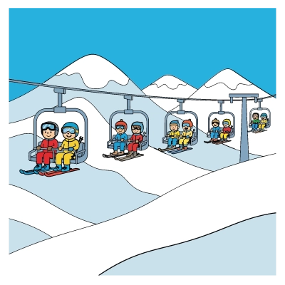 Explications du coloriage Hiver Ski Sports d'hiver Montagne Télésiège