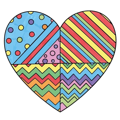 Uitleg bij kleurplaat kleurplaat hart met grafische patronen – aanpasbare naam
