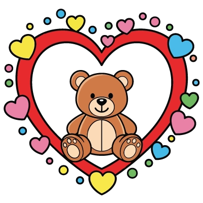 Explications du coloriage coloriage gratuit d’ours en peluche dans un cœur avec 