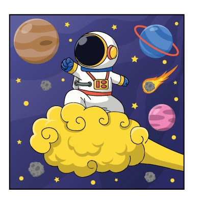 Uitleg bij kleurplaat Ruimte Planeten en zonnestelsel Maan Astronaut Astronomie Verkenningsberoepen Wolk