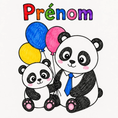 Wyjaśnienia do kolorowanki kolorowanka tata panda i mały panda z możliwością personalizacji imienia