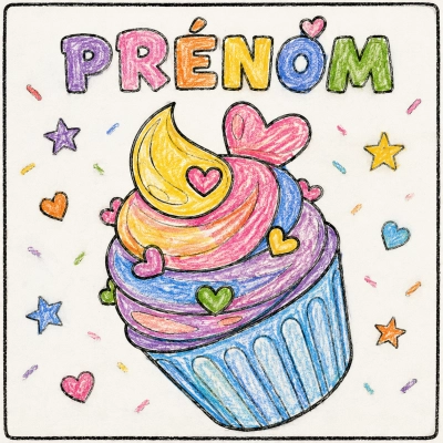 Explicaciones para colorear dibujo para colorear cupcake con crema personalizada con nombre o mensaje