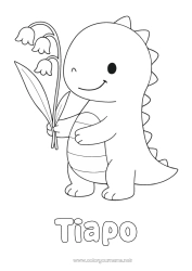 Customizable coloring page Dinosaurs Animal Lily of the valley Easy coloring pages 1st may