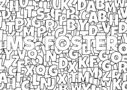 Tilpassbar fargeleggingssiden Barnaktiviteter Dekorert navn Alfabet Dekorativ bakgrunn