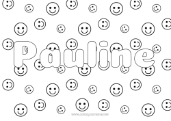 Coloriage personnalisable Nom décoré Smilley Fond décoratif