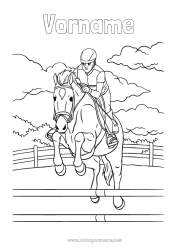 Pagina da colorare personalizzabile Sport Cavallo Animale Animali da fattoria Altri sport Equitazione