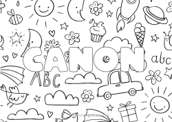Coloriage personnalisable Nom décoré Doodle Fond décoratif