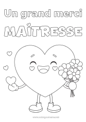Coloriage personnalisable Fleurs Coeur Je t'aime Nounou Bouquet