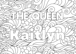 Anpassbare Malvorlage Ruhig und gelassen Dekorierter Name Zentangle Dekorativer Hintergrund Spirale Wellen
