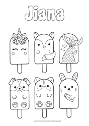 Colorear personalizable Kawaii Unicornio Zorro Conejo Animales Pescado Golosinas Helado Dibujos fáciles para colorear Animales marinos o acuáticos Perros y gatos Dragones, unicornios y animales fantásticos Animales del bosque