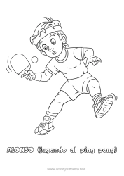 Anpassbare Malvorlage Sport Junge Schlägersportarten Tischtennis