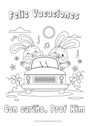 Customizable coloring page Holidays Bunny Vehicles Car Forest animals Cars, vans, and motorhomes