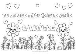 Pagina da colorare personalizzabile Fiori Cuore Primavera