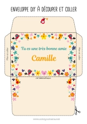 Pagina da colorare personalizzabile Fiori Uccello Primavera Tata Uccelli e mammiferi volanti Busta da stampare