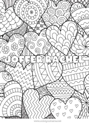 Pagina da colorare personalizzabile Cuore Mandala Ti amo Nome decorato