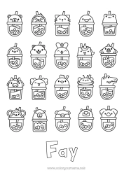 Coloriage personnalisable Kawaii Animal Boisson Bubble tea