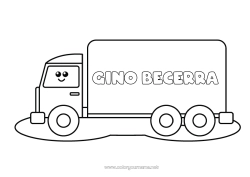Colorear personalizable Camión Vehículos Dibujos fáciles para colorear Camiones y vehículos utilitarios