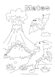 Colorear personalizable Dinosaurios Volcán Animales Estegosaurio