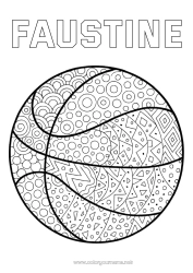 Colorear personalizable Globos Baloncesto Zentangle Deportes en equipo