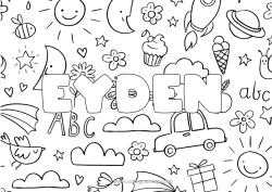 Tilpasset farvelægningssiden Dekoreret navn Doodle Dekorativ baggrund