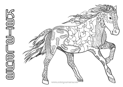 Coloriage personnalisable Mandala Cheval Animal Animaux de la ferme