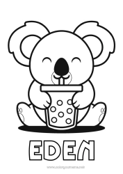 Colorear personalizable Kawaii Animales Koala Bebidas Otros animales del mundo Bubble tea