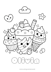Coloriage personnalisable Gourmandises, sucreries Glace Cupcake Coloriages intermédiaires