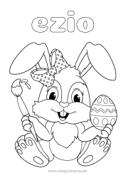 Customizable coloring page Art Bunny Animal Easter eggs Easter Intermediate coloring pages Forest animals Easter Painted Eggs