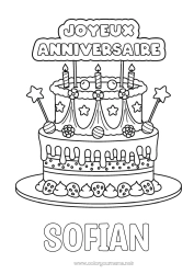 Coloriage personnalisable Bougie Gâteau Anniversaire Joyeux anniversaire (français) Message