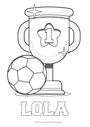 Página de desenho personalizável Futebol Bola de futebol Esporte Copa, troféu, medalha Campeão Desenhos para colorir fáceis Sports d'équipe Competições e Prêmios Handebol Primeiro lugar -  vencedor