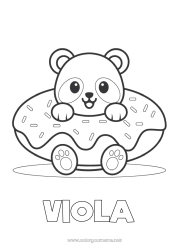 Tilpasset farvelægningssiden Sød Kage Kawaii Dyr Panda Donuts Nem farvelægning Andre dyr i verden