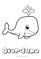 Colorear personalizable Lindo Ballena Animales Dibujos fáciles para colorear Animales marinos o acuáticos