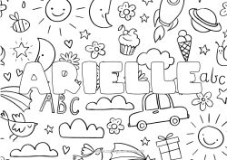 Kolorowanka personalizowalna Nazwisko odznaczone Doodle Tło dekoracyjne