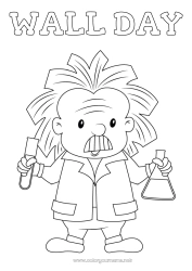 Página de desenho personalizável Profissões de educação Cientista Ciência