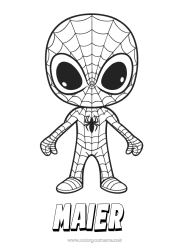Customizable coloring page Spider Hero Insects Animated cartoon